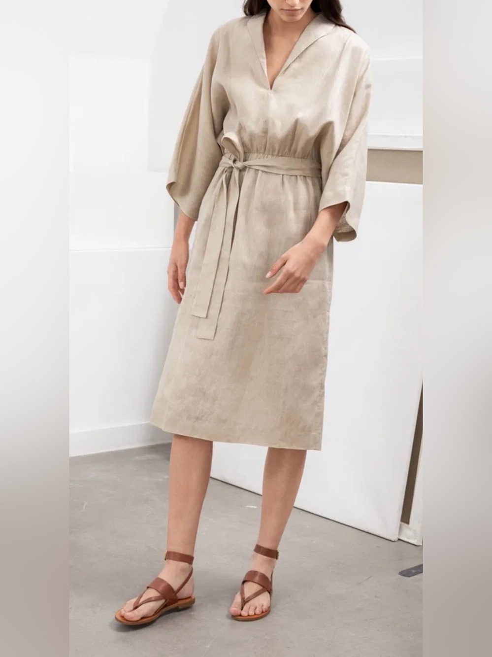 & Other Stories Belted Linen Kaftan dress 10